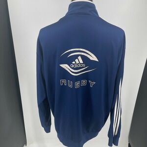 Adidas RUGBY Warm Up Track Jacket MENS Navy Blue Full Zip SIZE 2XL